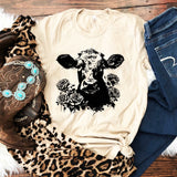 Floral Cow Shirt - Sunfire Tees