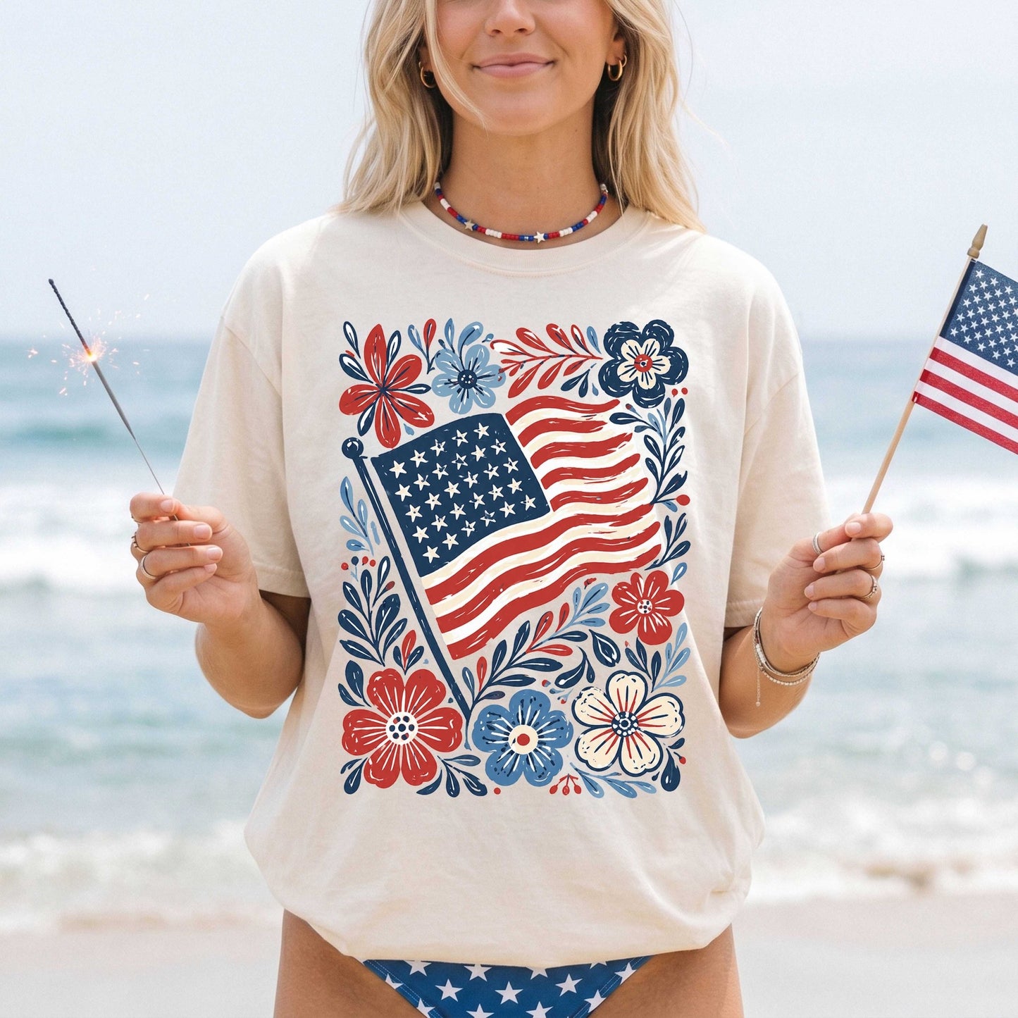 Floral Flag - natural - Sunfire Tees
