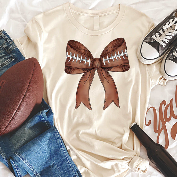 Football Coquette Bow - natural - Sunfire Tees