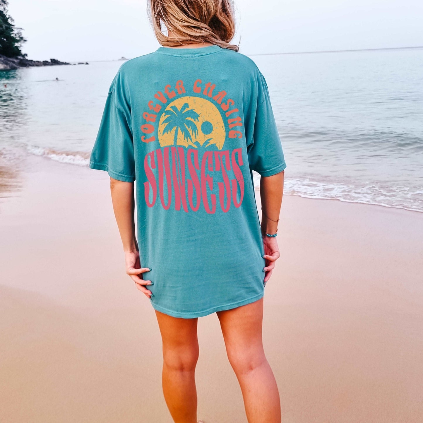 Forever Chasing Sunsets - CC seafoam pocket - Sunfire Tees