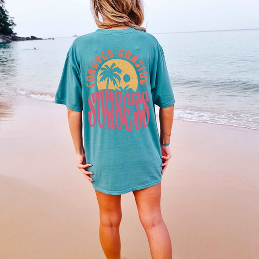 Forever Chasing Sunsets - CC seafoam pocket - Sunfire Tees