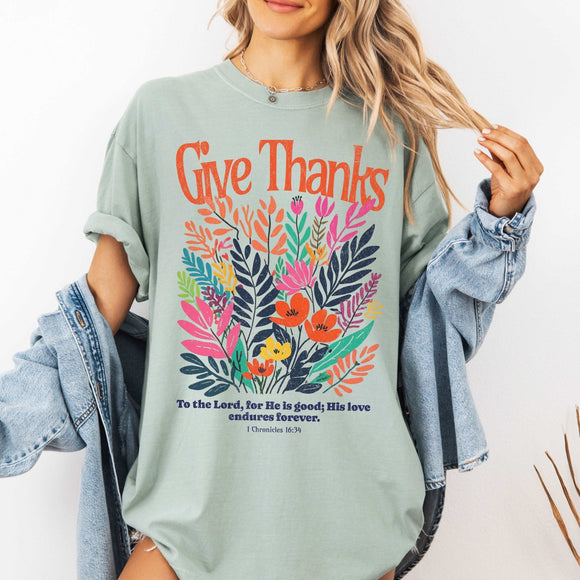 Give Thanks to the Lord - Bay Comfort Colors - Sunfire Tees