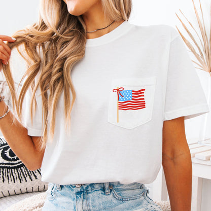 God Bless the USA - White Pocket Tee - Sunfire Tees
