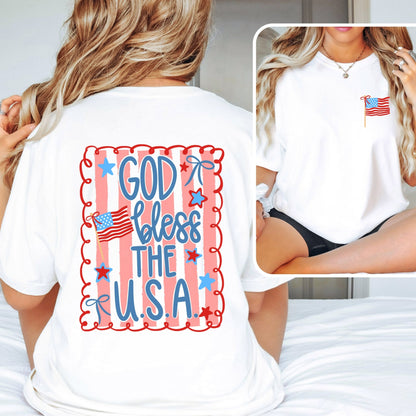 God Bless the USA - White Pocket Tee - Sunfire Tees