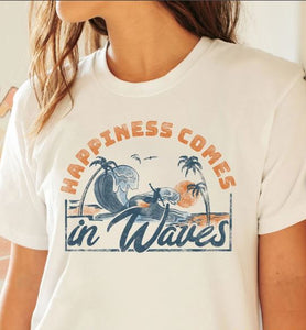 Happiness Comes in Waves - vintage white