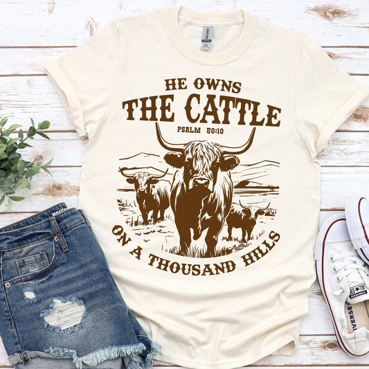 He Owns the Cattle on a Thousand Hills - natural - Sunfire Tees