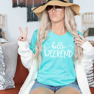 Hello Weekend - heather sea green - Sunfire Tees