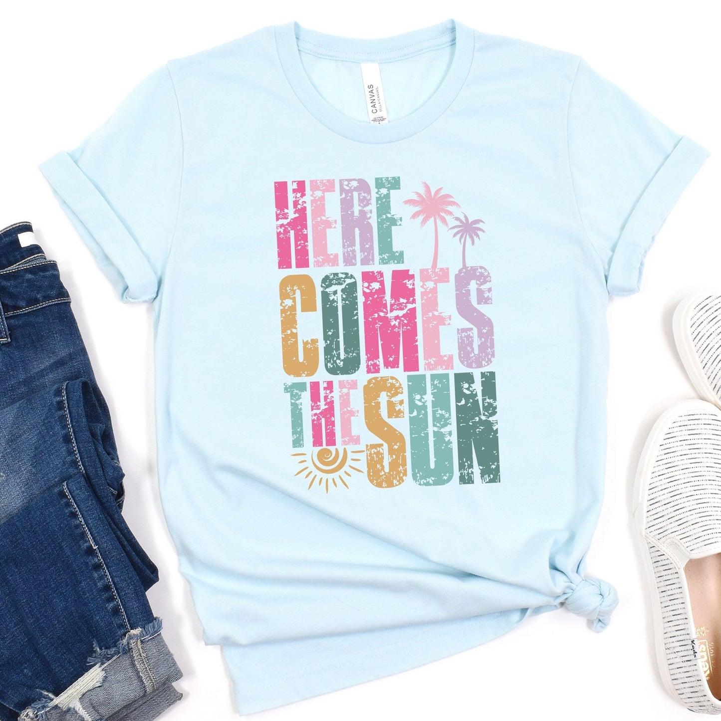 Here Comes the Sun - heather ice blue - Sunfire Tees