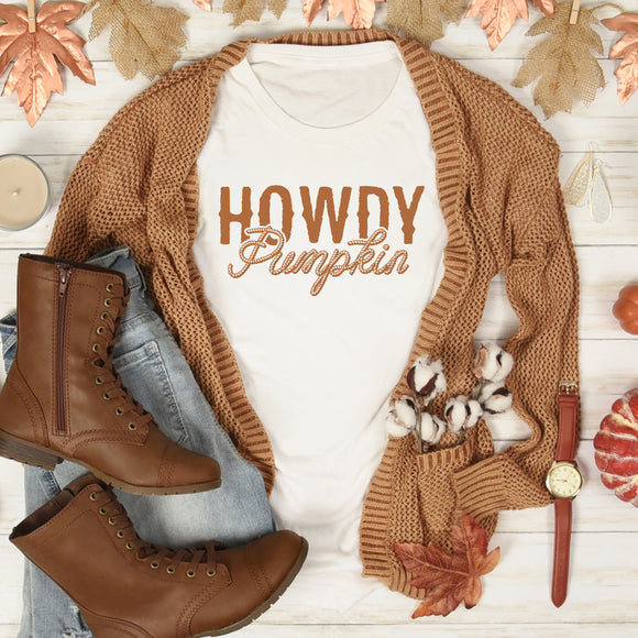 Howdy Pumpkin - vintage white