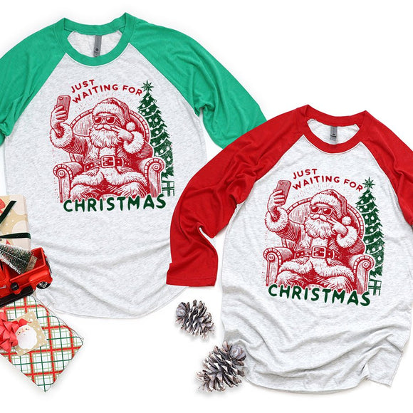 Just Waiting for Christmas Raglan - Sunfire Tees