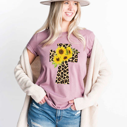 Leopard & Sunflower Cross - Sunfire Tees