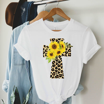 Leopard & Sunflower Cross - Sunfire Tees