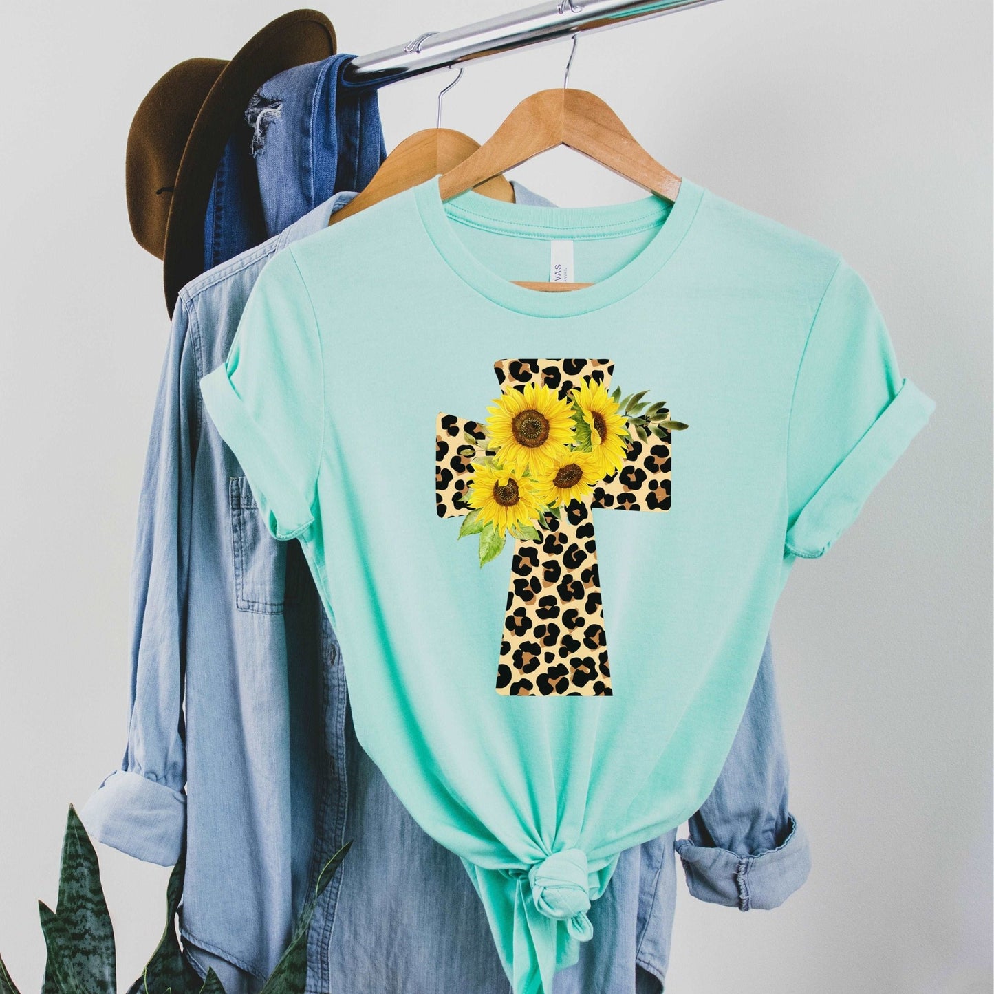 Leopard & Sunflower Cross - Sunfire Tees