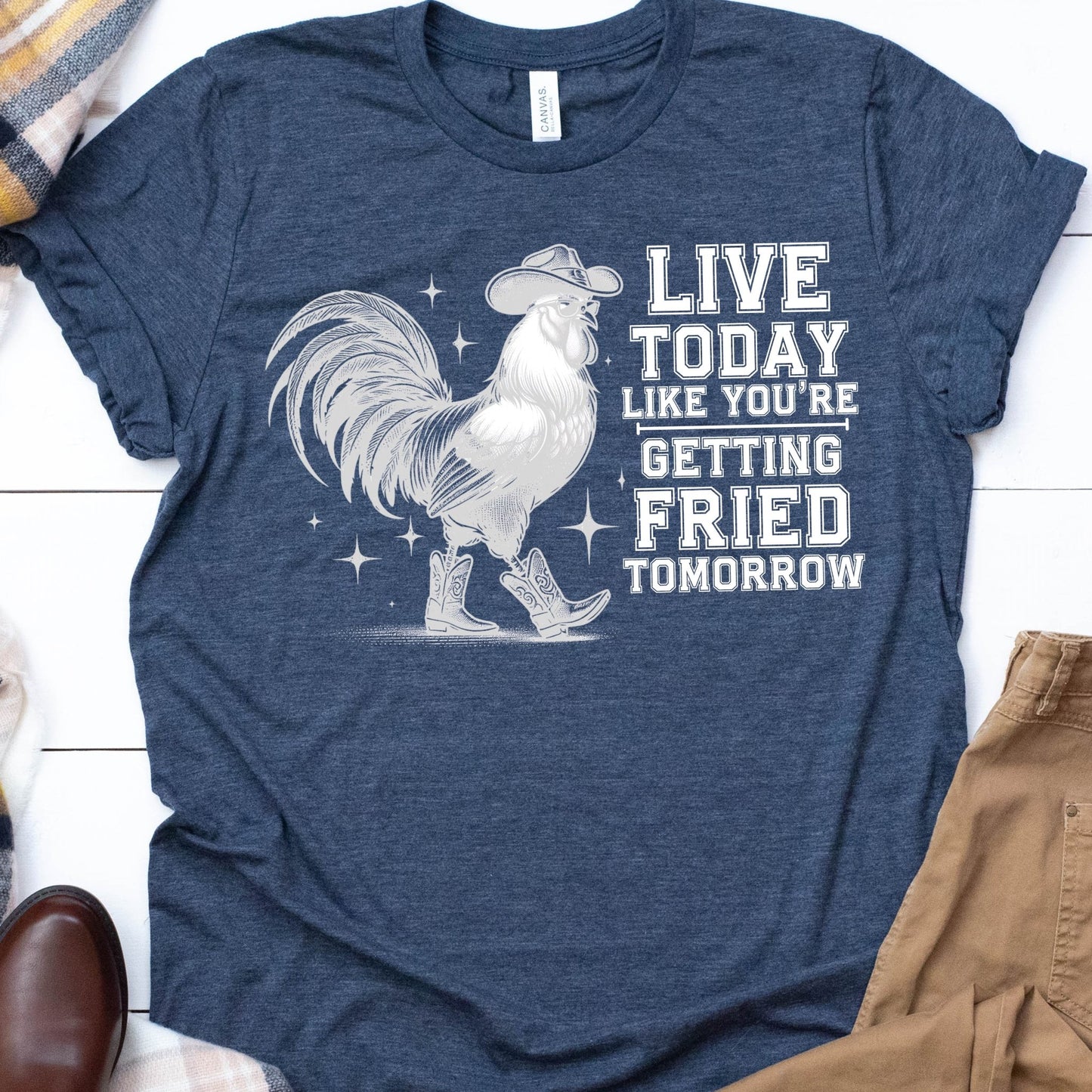 Live Today like You're Getting Fired Tomorrow - heather navy - Sunfire Tees