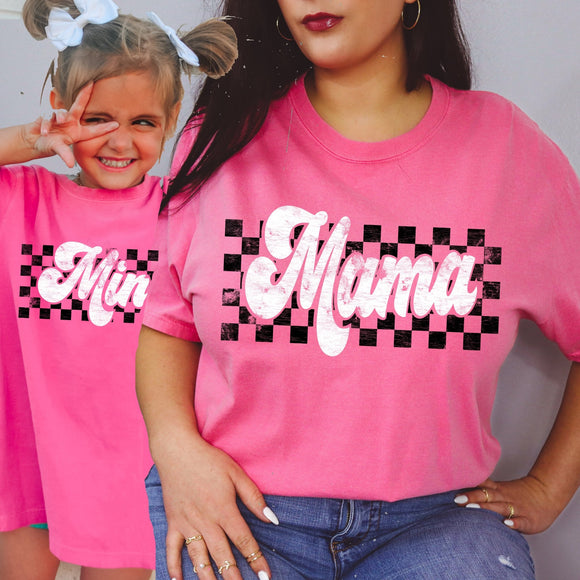 Mama Mini Checkered Puff Print - Sunfire Tees