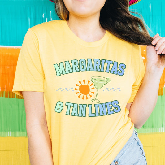 Margaritas & Tan LInes - heather yellow gold - Sunfire Tees