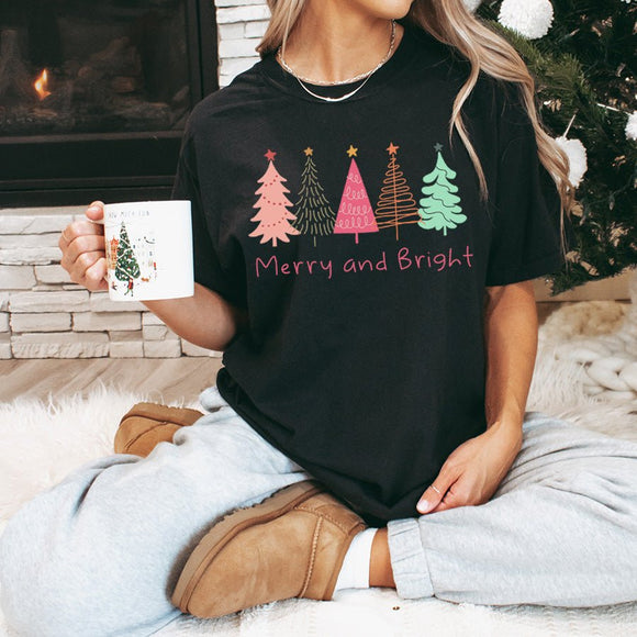 Merry and Bright Trees - Comfort Colors - Sunfire Tees