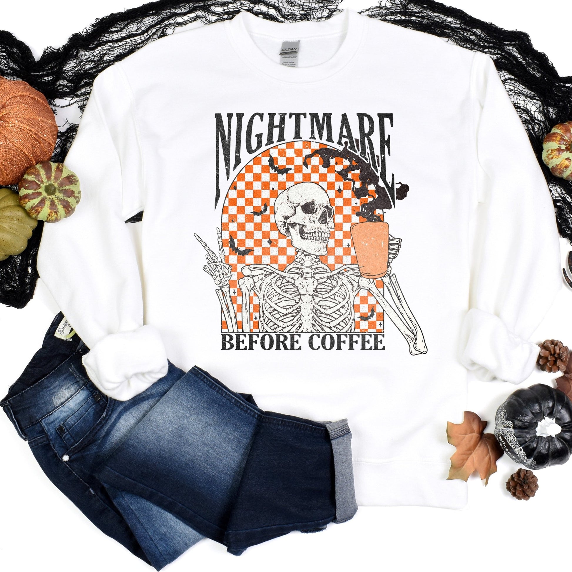 Nightmare before Coffee - white - Sunfire Tees