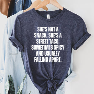 She's not a Snack, She's a Street Taco Shirt - heather navy