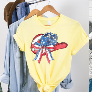 Patriotic Cowboy Hat with Bow - heather yellow - Sunfire Tees