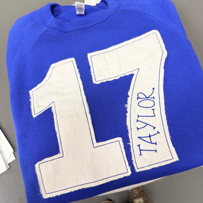 Personalized Sports Number Embroidered Crewneck Team or Player Name Shirt - Sunfire Tees