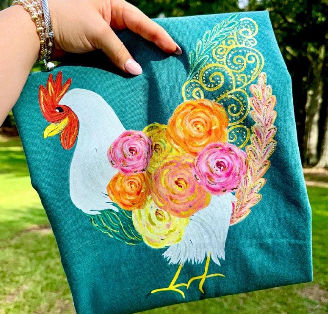 Preppy Chicken on Comfort Colors - Sunfire Tees