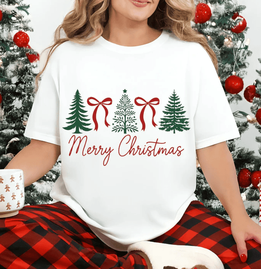 Preppy Christmas Trees & Bows - Comfort Colors - Sunfire Tees