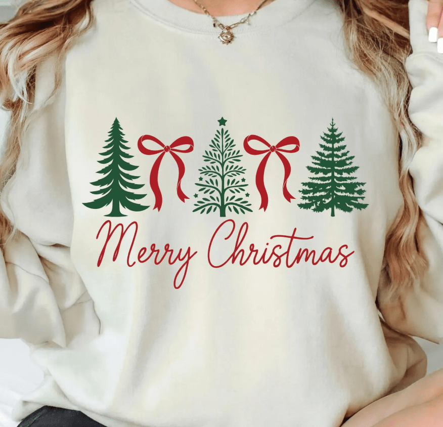 Preppy Christmas Trees & Bows - Comfort Colors - Sunfire Tees