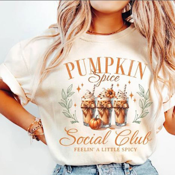 Pumpkin Spice Social Club - Comfort Colors Ivory - Sunfire Tees