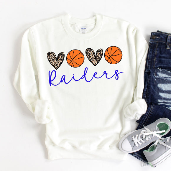 Raiders Basketball Leopard Hearts - Sunfire Tees