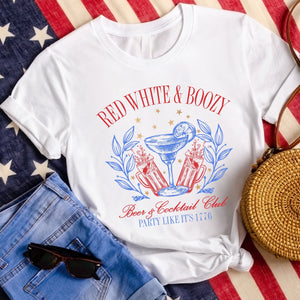 Red White & Boozy Social Club - white - Sunfire Tees