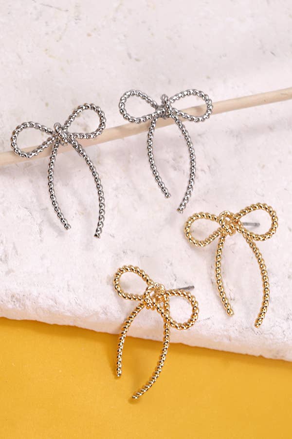 ROPE BOW DESIGN STUD EARRINGS | 10E3063007 - Sunfire Tees