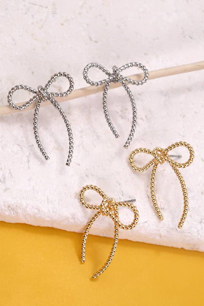 ROPE BOW DESIGN STUD EARRINGS | 10E3063007 - Sunfire Tees