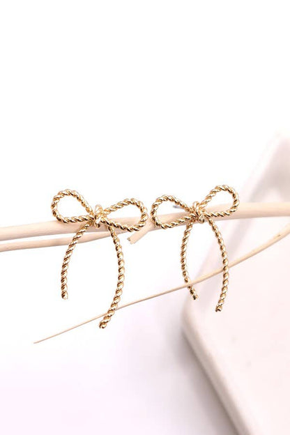 ROPE BOW DESIGN STUD EARRINGS | 10E3063007 - Sunfire Tees