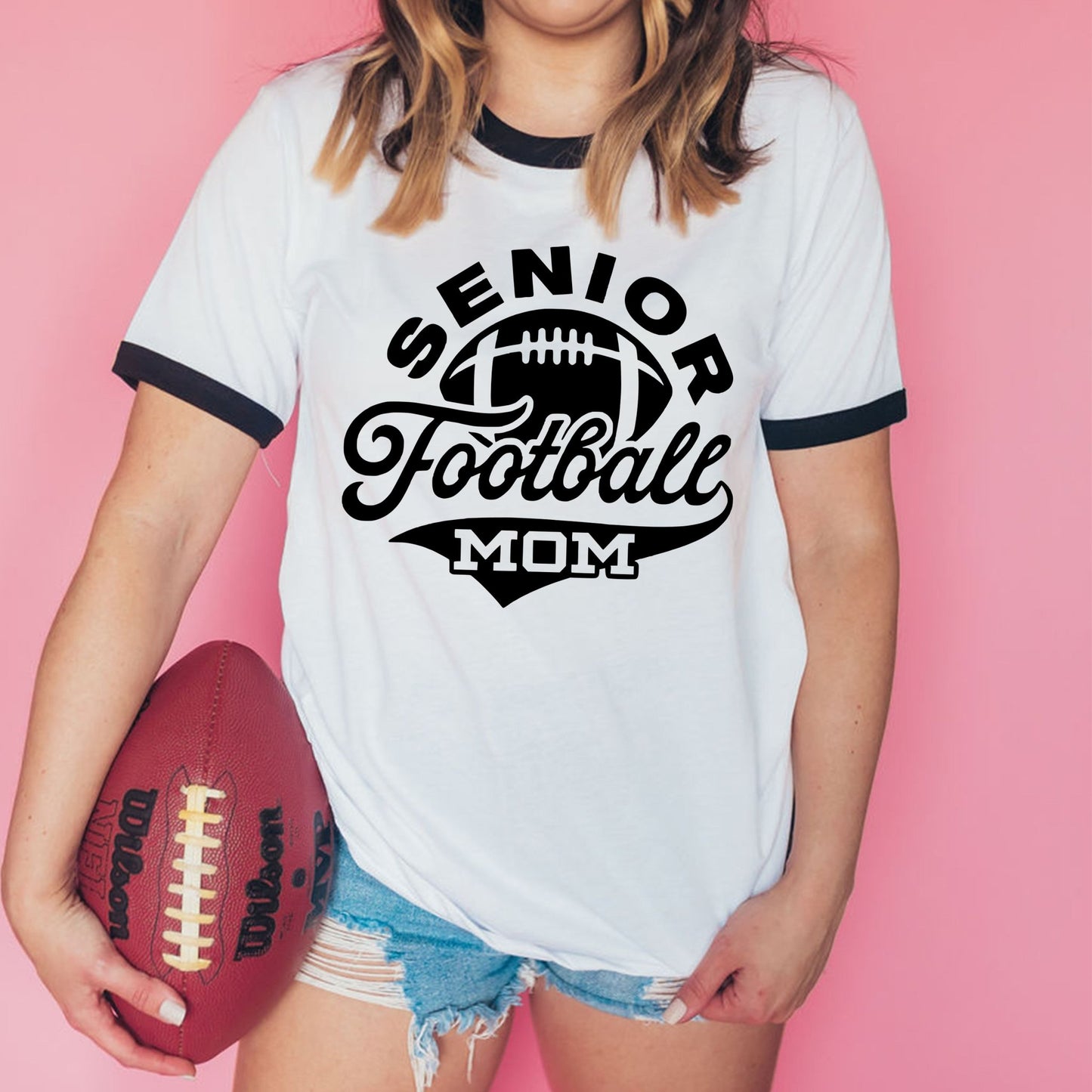 Senior Football Mom - black ringer - Sunfire Tees