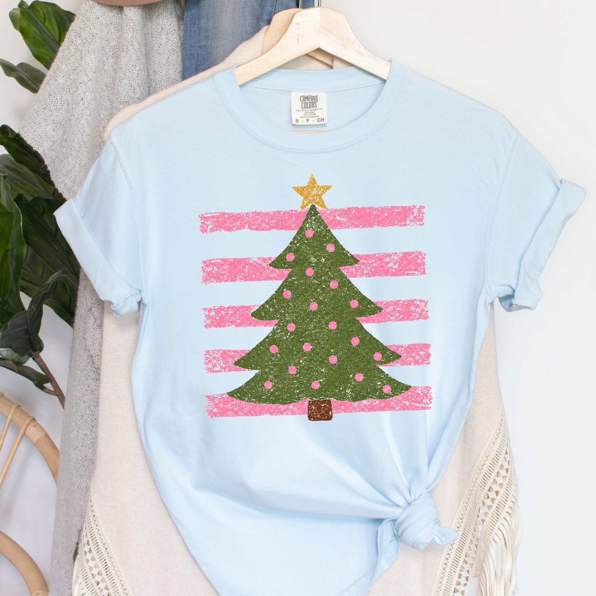 Striped Christmas Tree - Comfort Colors - Sunfire Tees