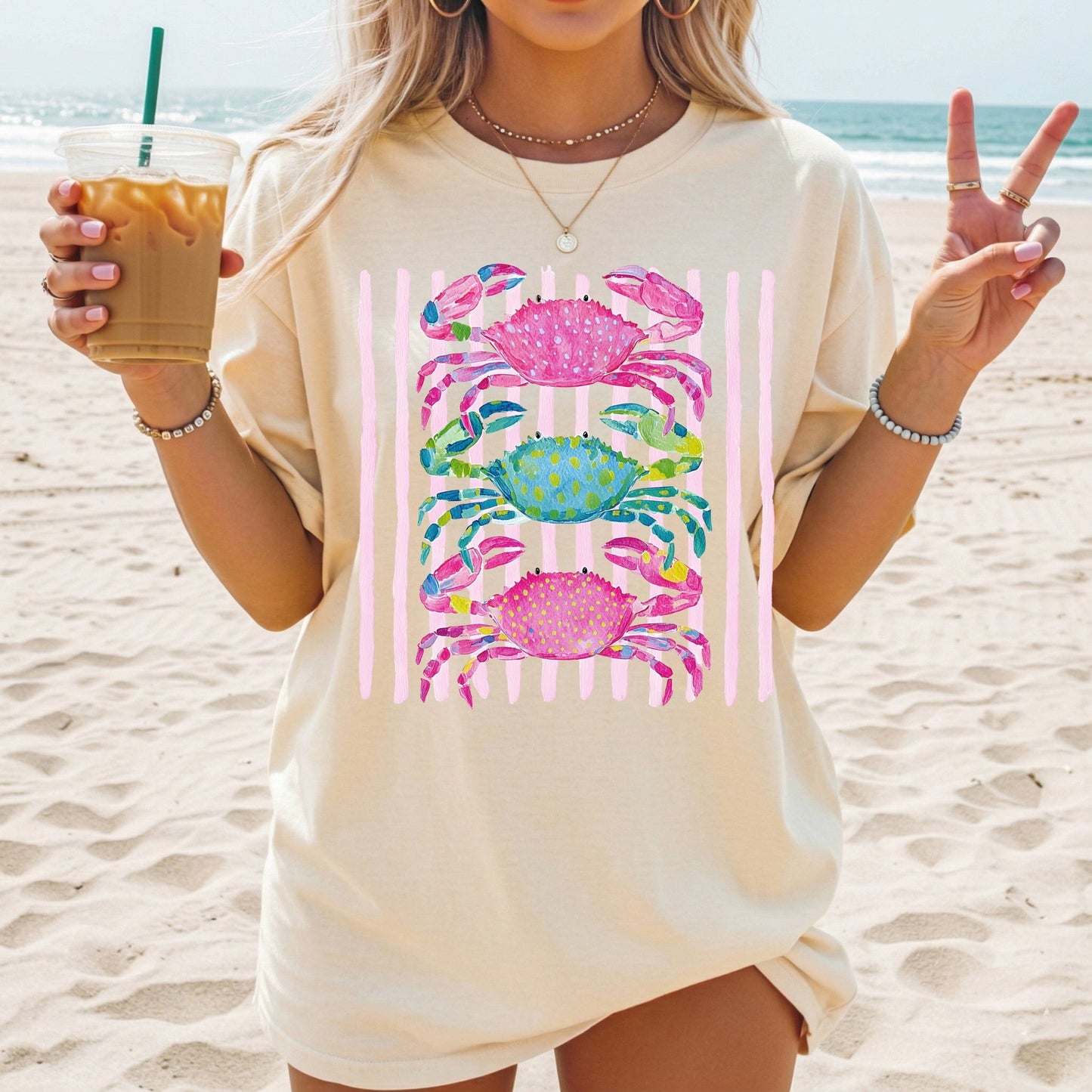 Striped Crab - Comfort Colors - Sunfire Tees