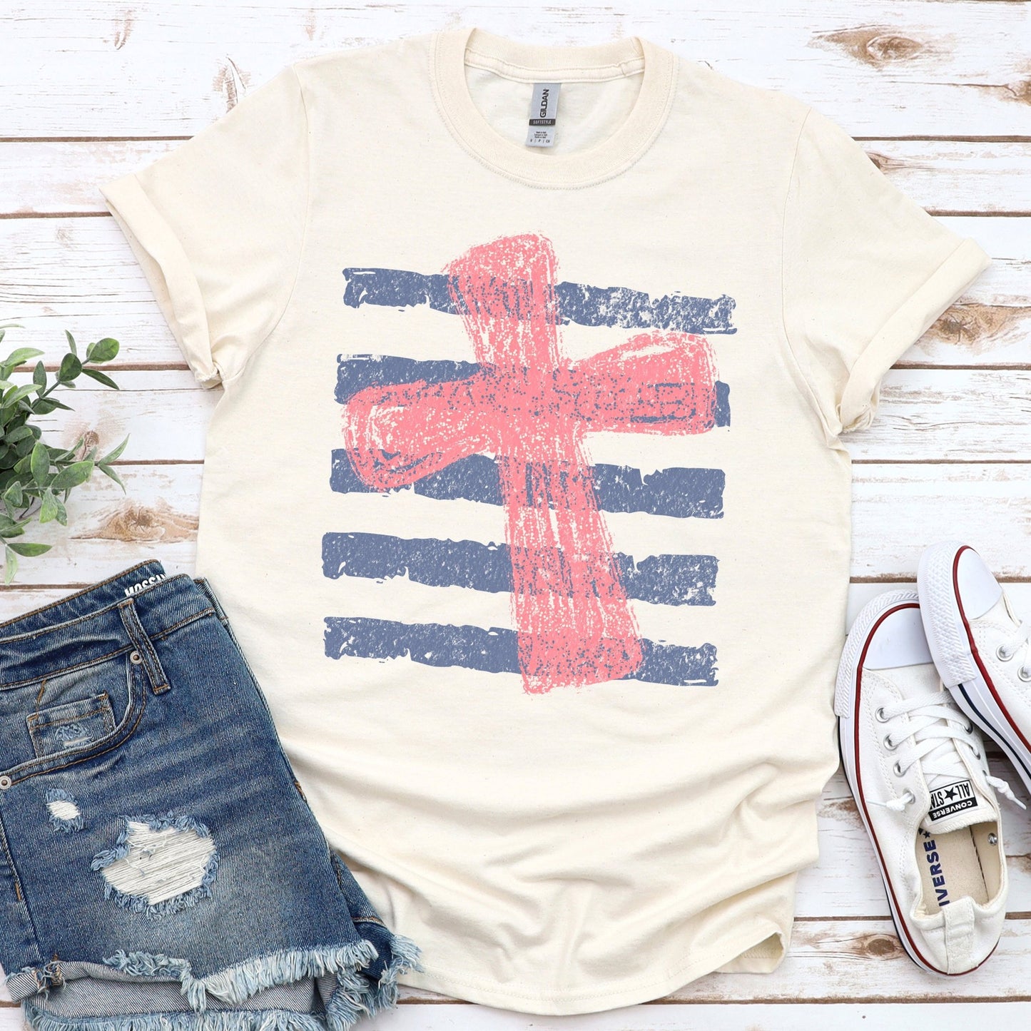 Striped Cross - Natural - Sunfire Tees