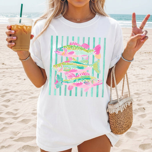 Striped Fish - Comfort Colors - Sunfire Tees