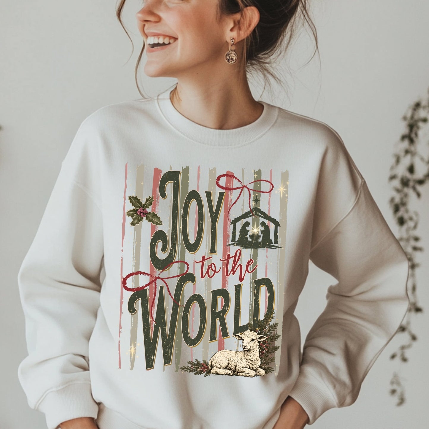 Striped Joy to the World - CC Ivory - Sunfire Tees