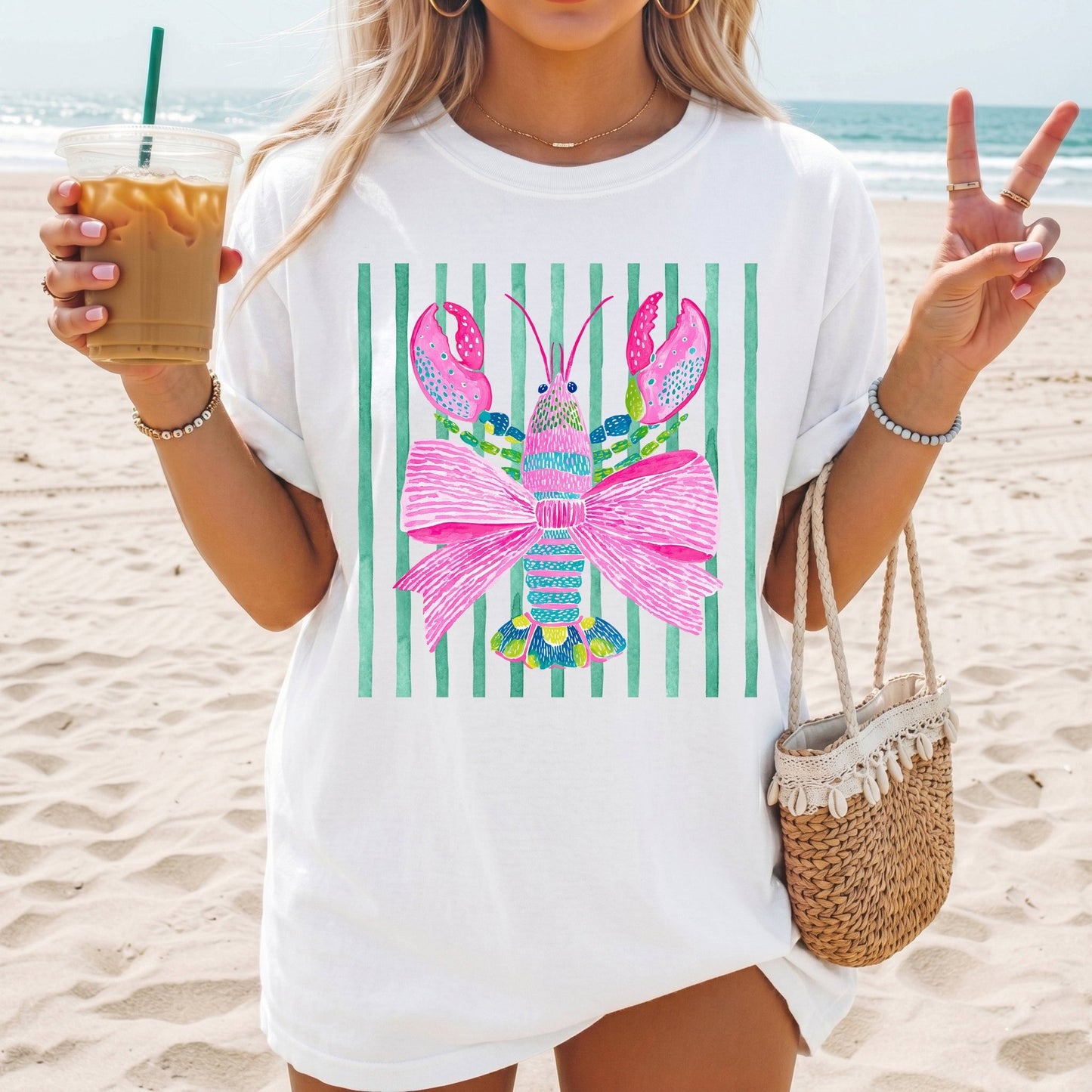 Striped Lobster - Comfort Colors - Sunfire Tees