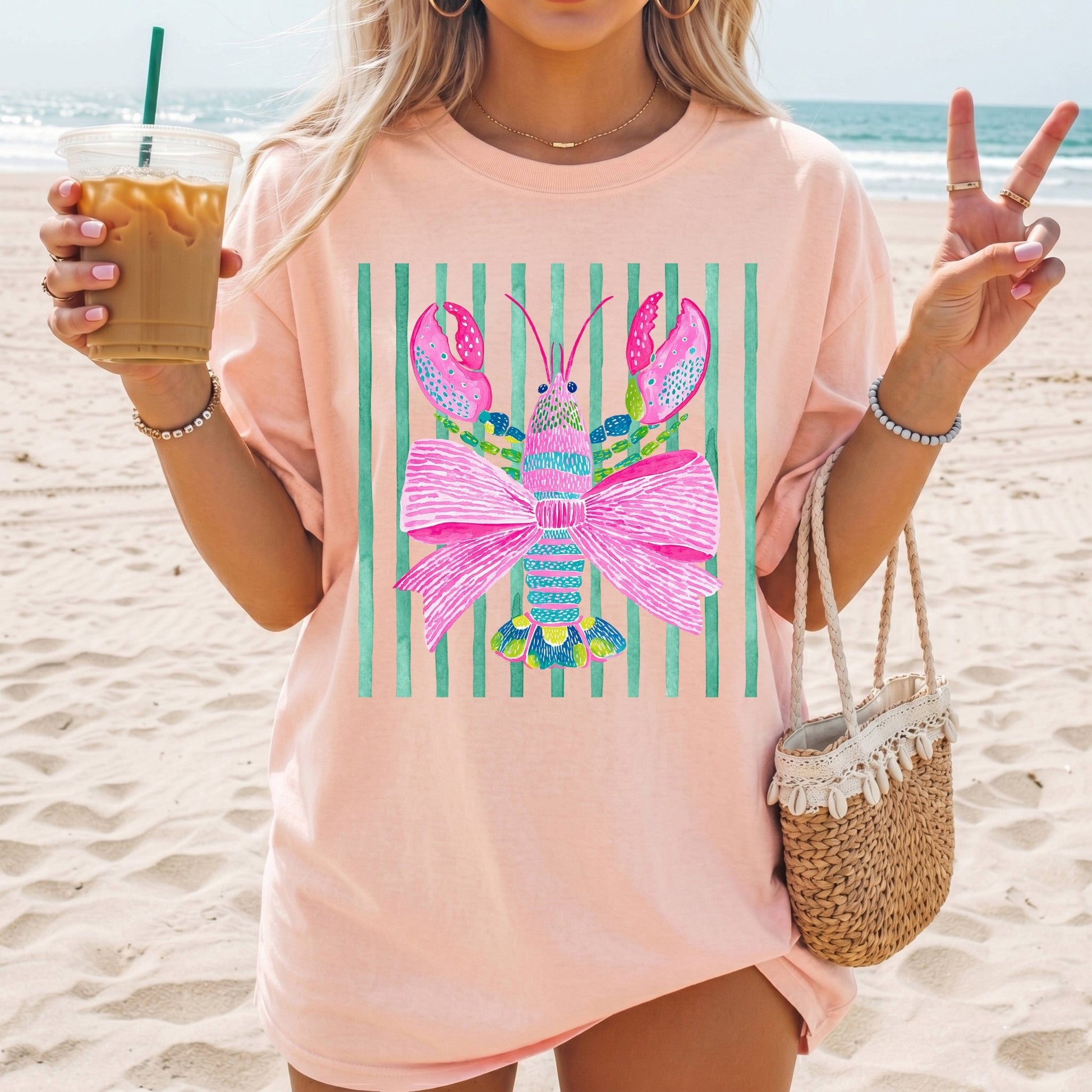 Striped Lobster - Comfort Colors - Sunfire Tees