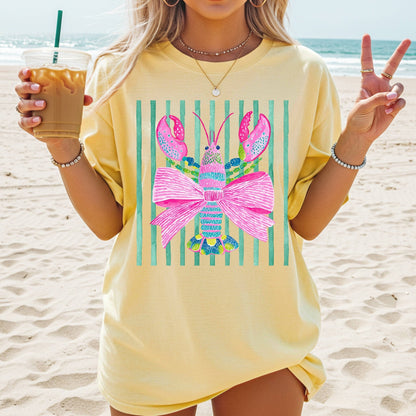 Striped Lobster - Comfort Colors - Sunfire Tees