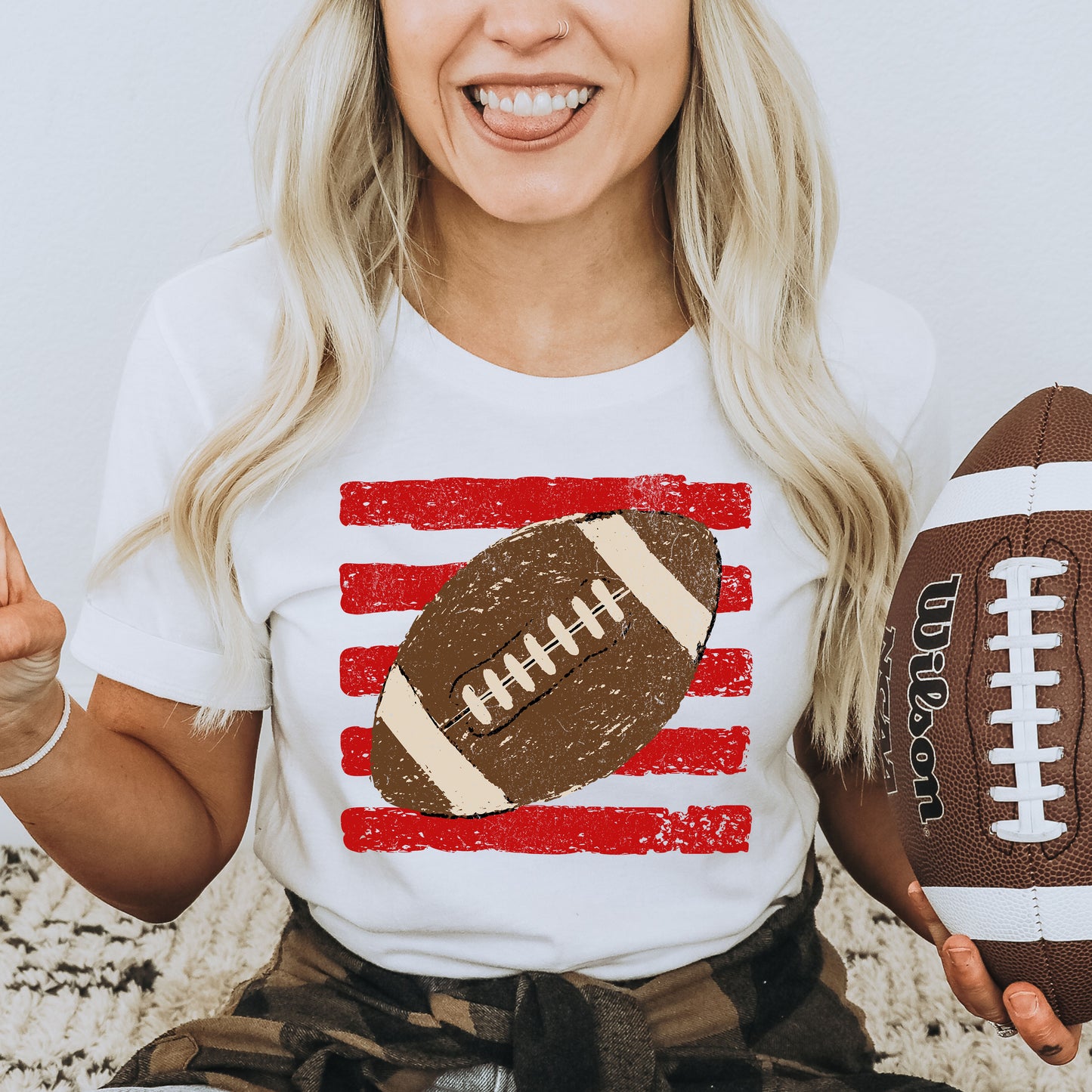 Striped Football - white