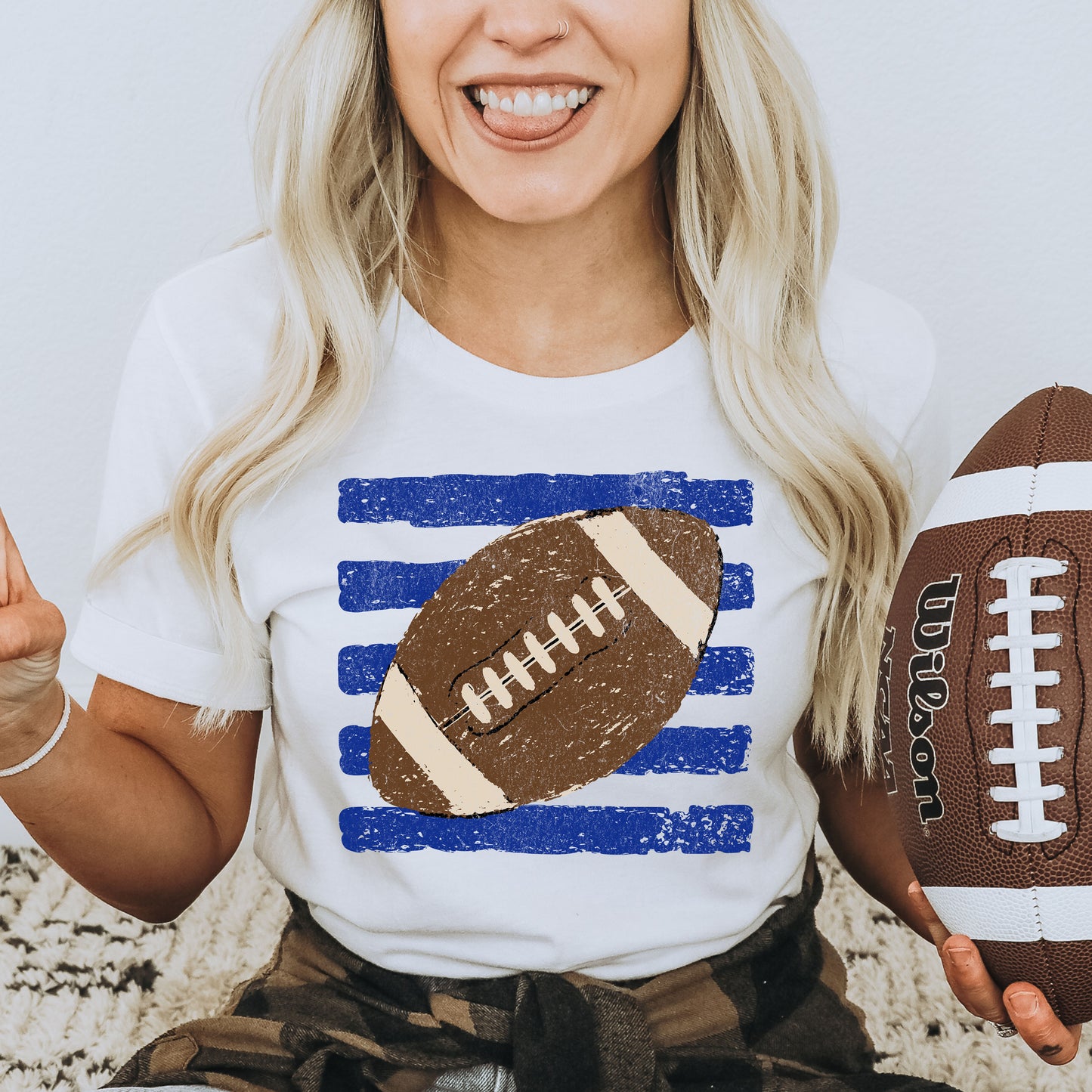 Striped Football - white