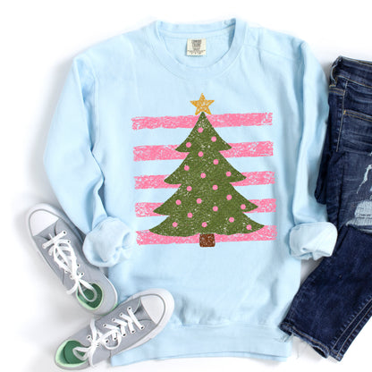 Striped Christmas Tree - Comfort Colors