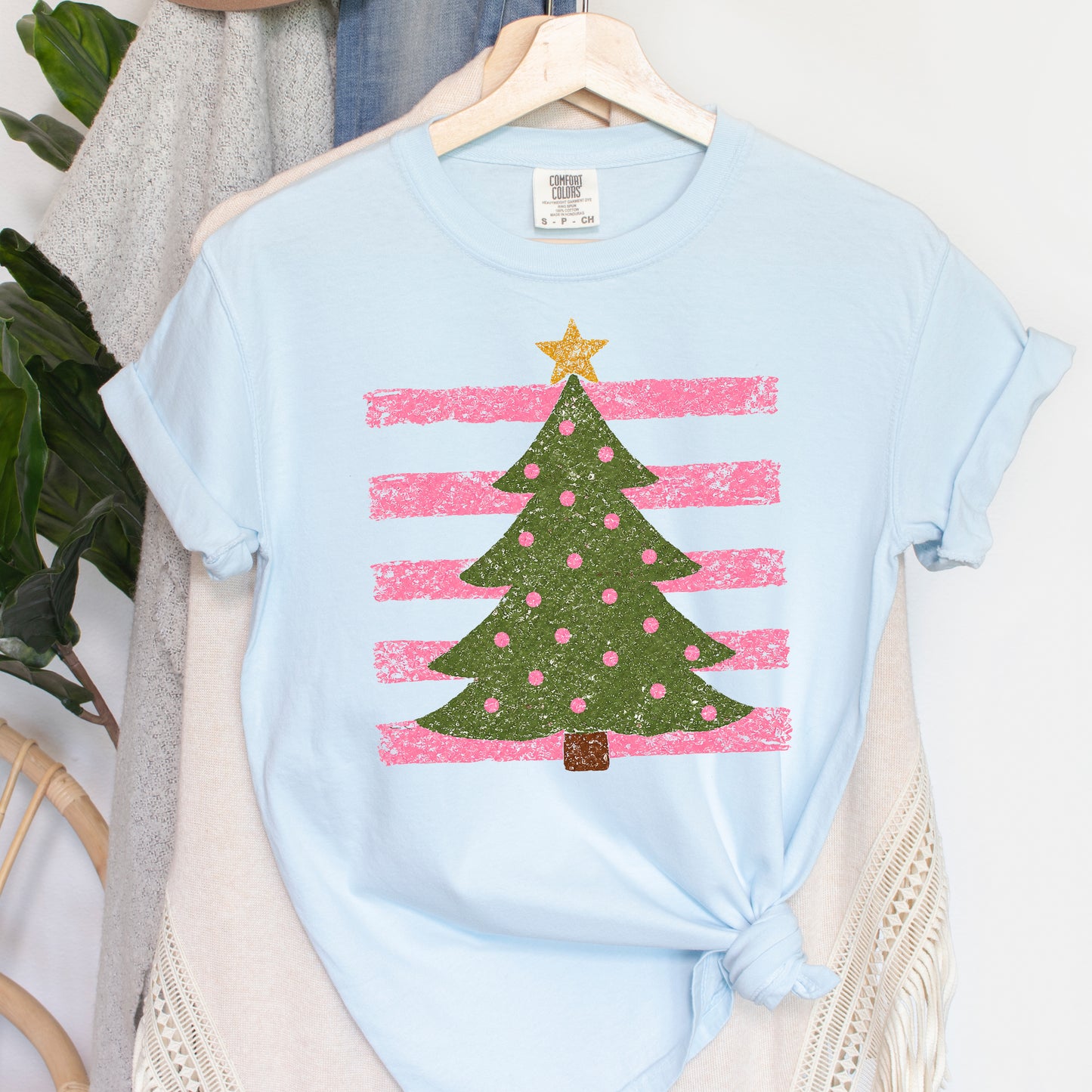 Striped Christmas Tree - Comfort Colors
