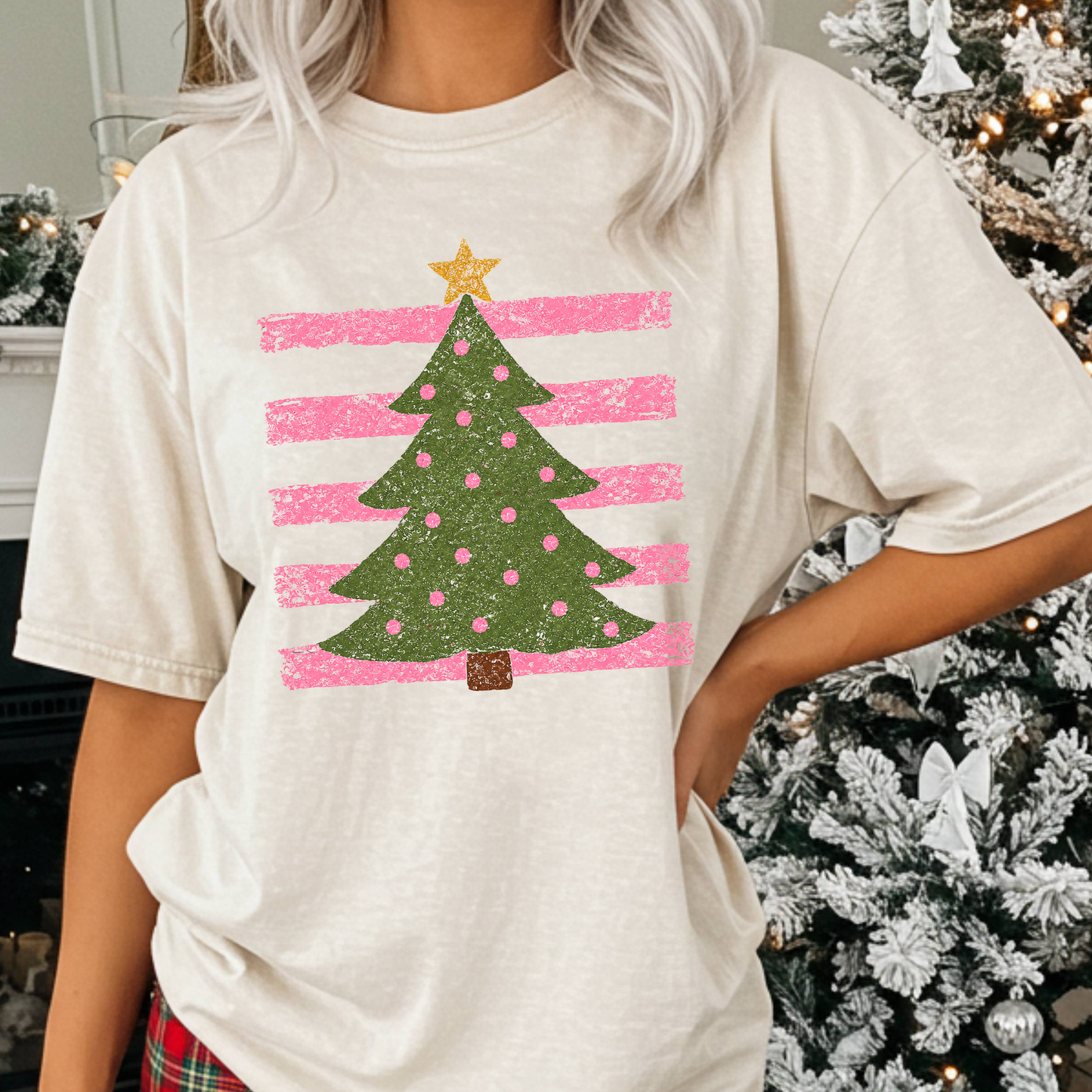 Striped Christmas Tree - Comfort Colors