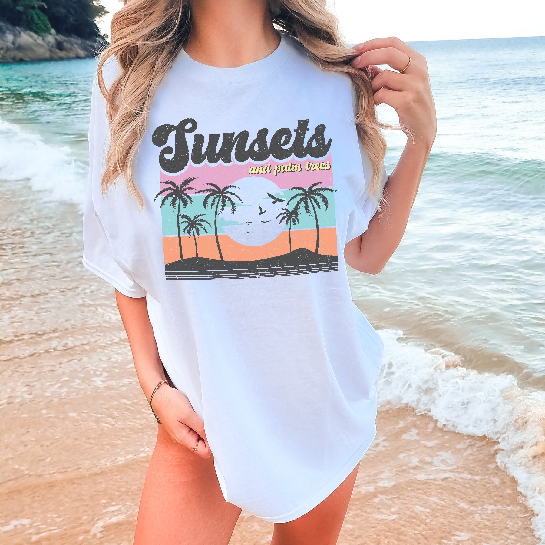 Sunsets & Palm Trees - comfort colors - Sunfire Tees