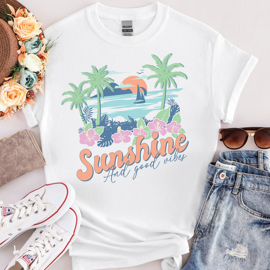 Sunshine and Good Vibes - white - Sunfire Tees